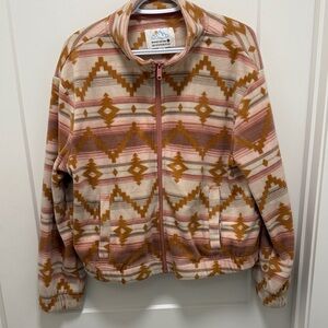 Mountain and Isles Patterned Jacket in Pink and Brown